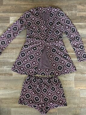 Girls' Purple Geometric Two-Piece Dress Set